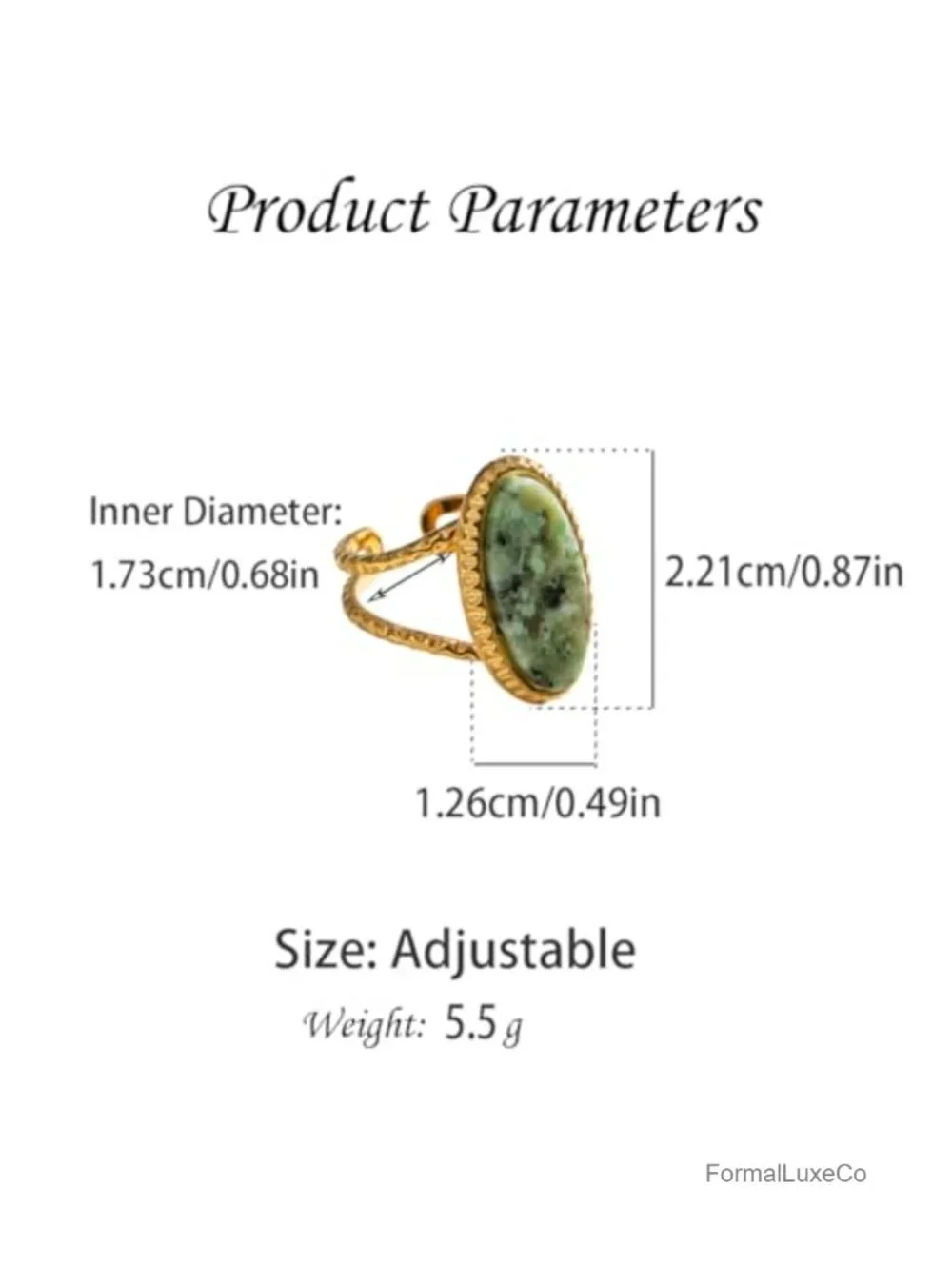 Adjustable Oval Statement Ring for Women Geometric Open Wrap Titanium Steel